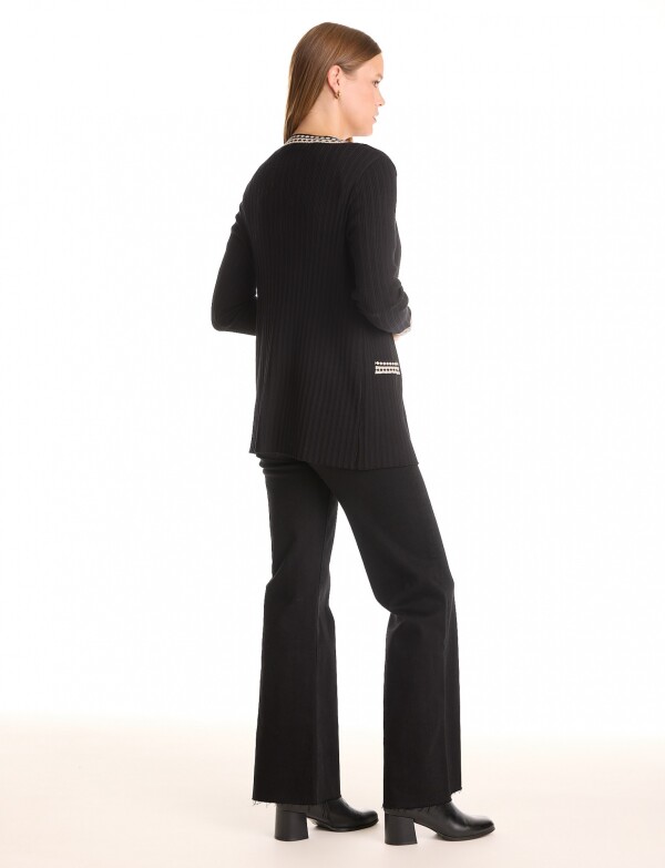 Cardigan Ribete NEGRO/BEIGE