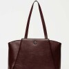 Shopper Raix en efecto cuero liso Bordeaux