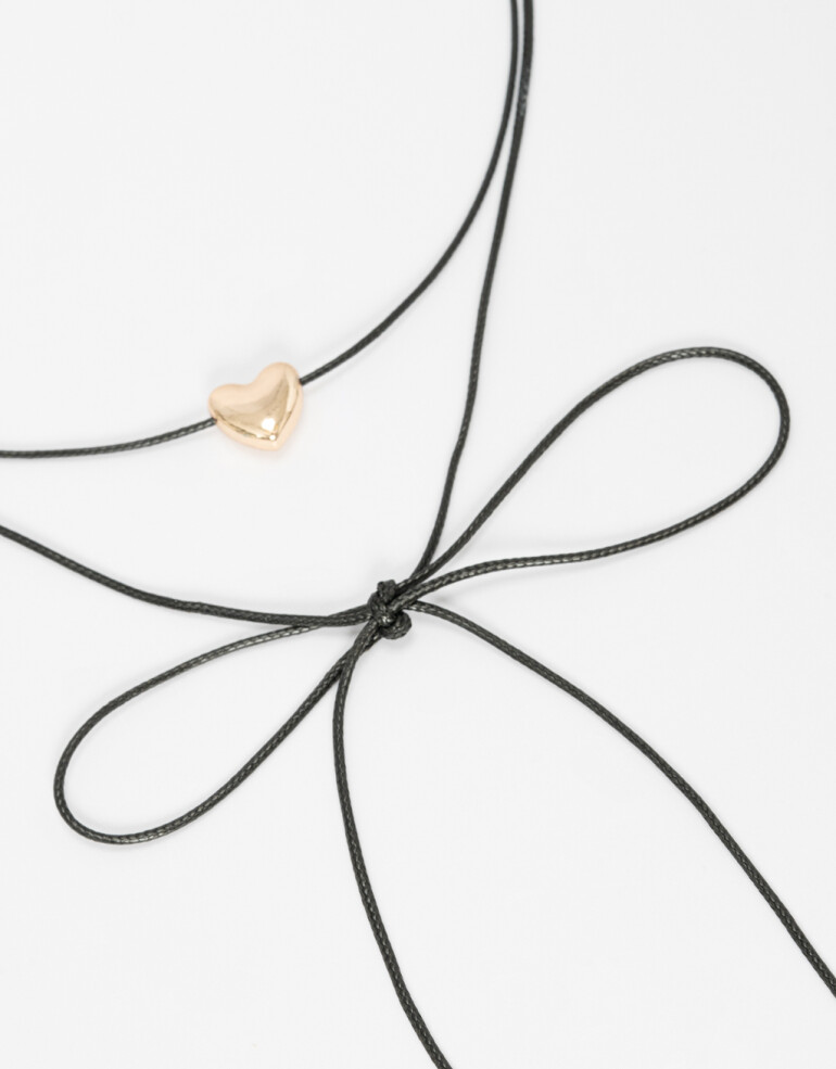 Chokers Cordón Chocker Con Dijes Corazón. - Dorado