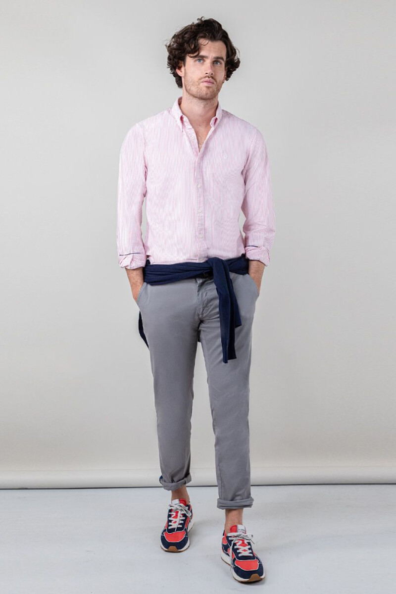 Camisa Oxford El Ganso Raya Yale Rojo
