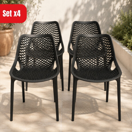 Set x4 Silla reforzada Mosaico NEGRO