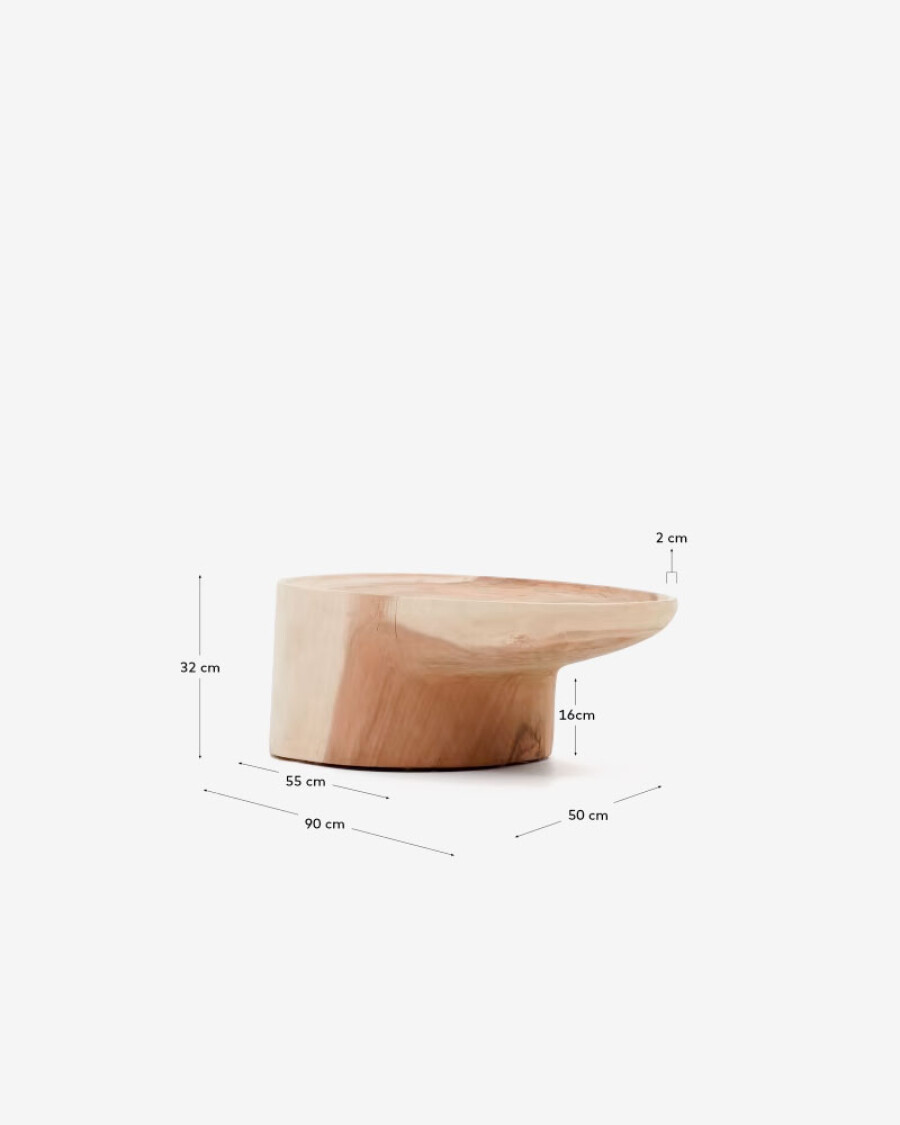 Mesa de centro Mosi Mesa de centro con pie Mosi de madera maciza de mungur Ø 90 x 50 cm