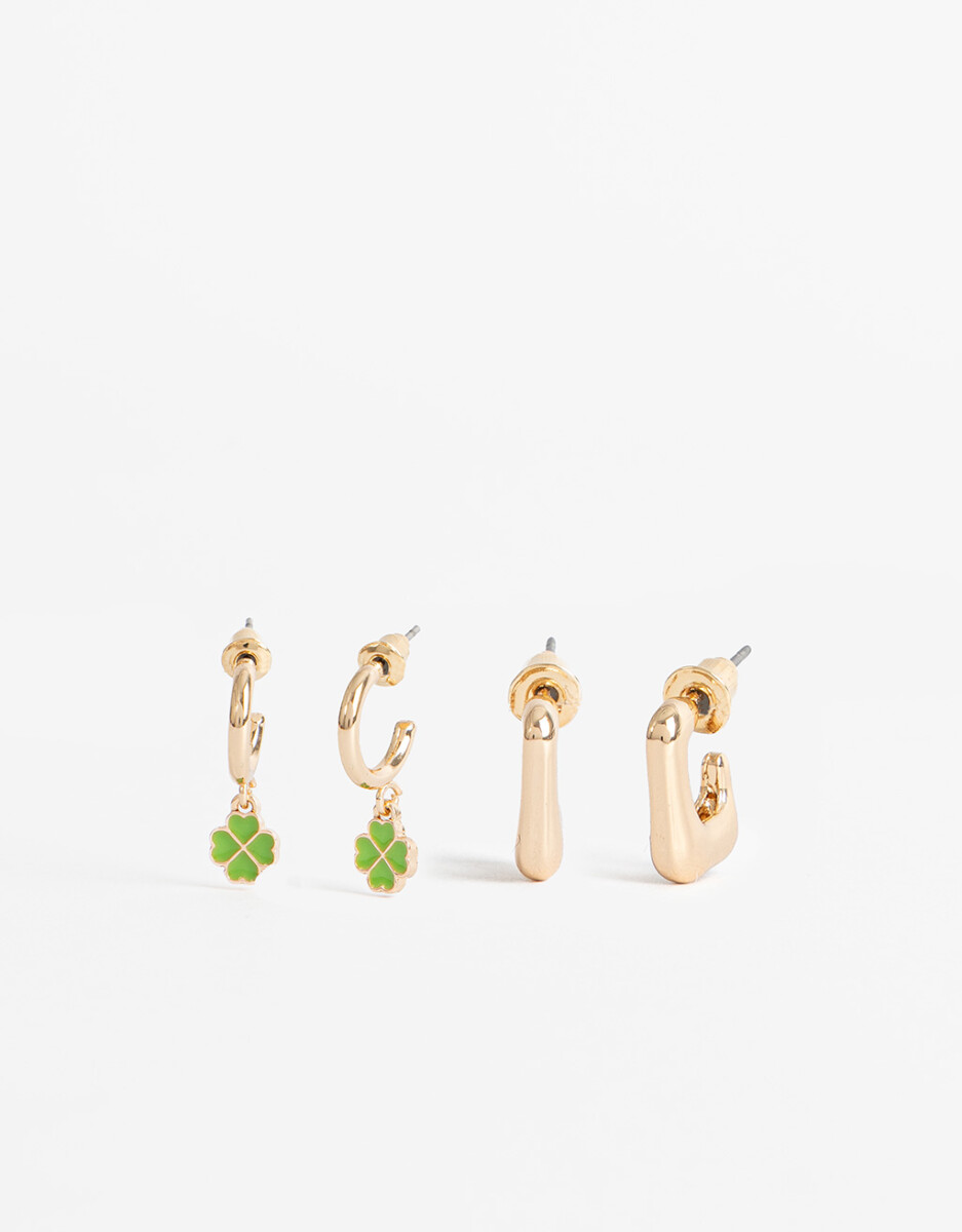 Set De Argollas Con Dije 