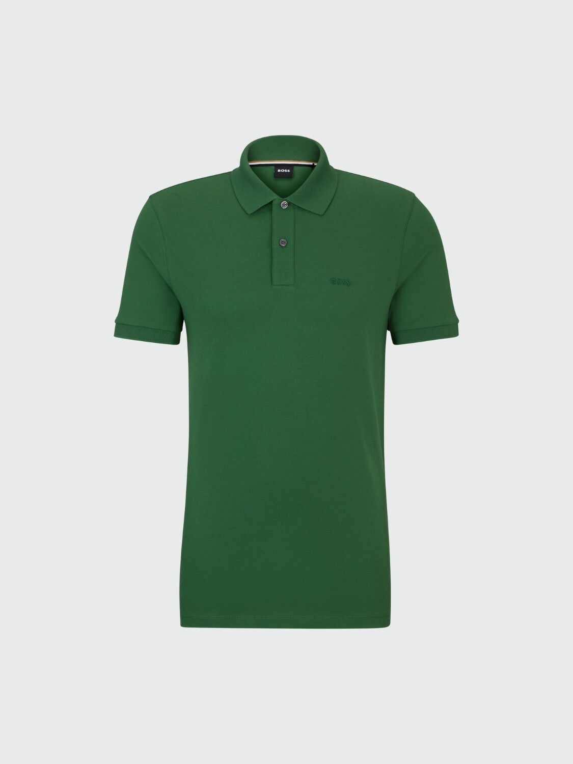 BOSS Polo de Algodón Piqué con Logo Bordado Verde