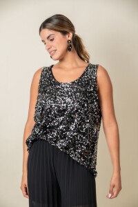 BLUSA NEROLI Negro y plata