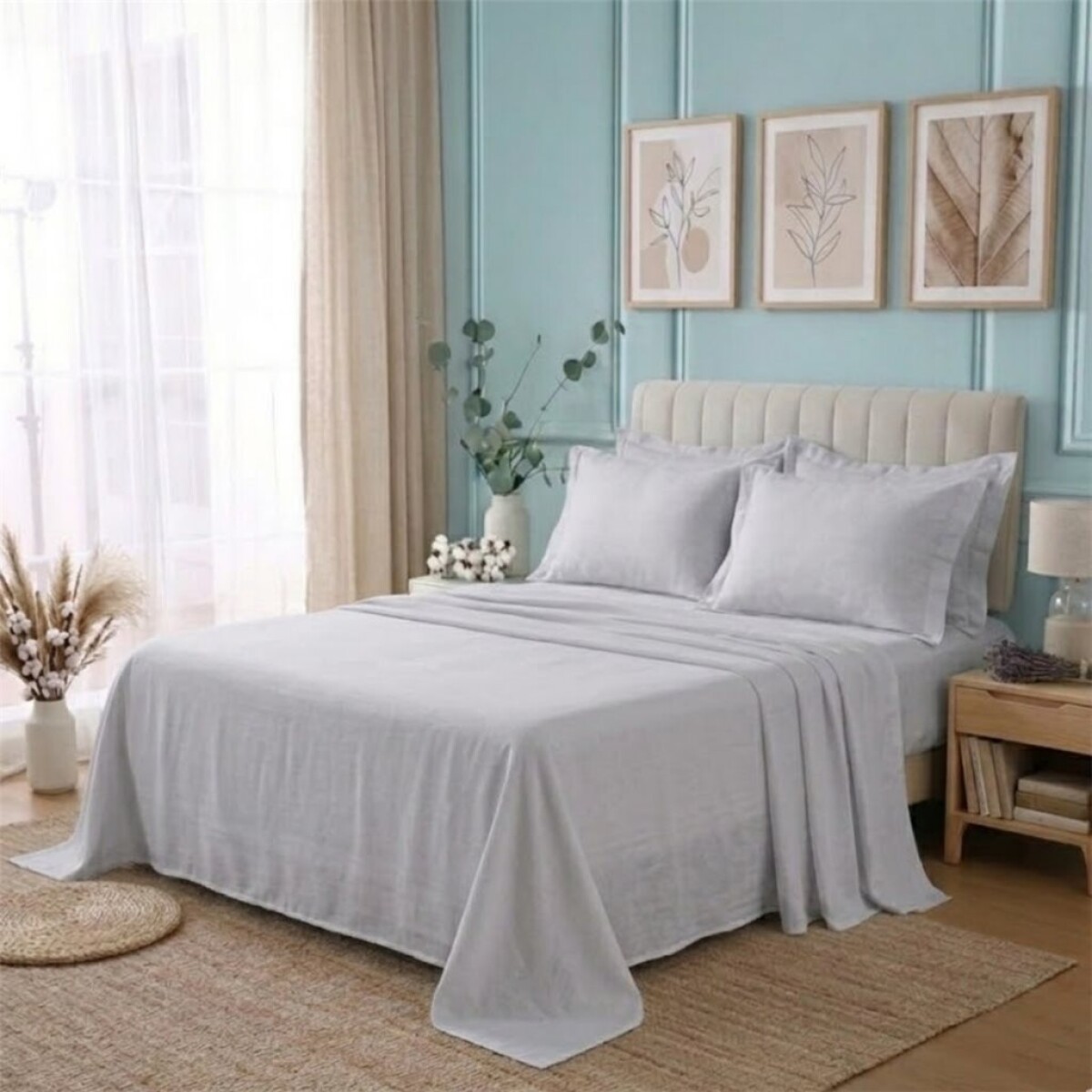 JUEGO SABANA ALGODON 144 HILOS TWIN 90x190+30CM GRIS CANNON 