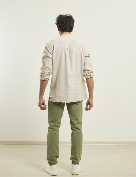 012105 CAMISA HARRINGTON LABEL DE LINO Natural