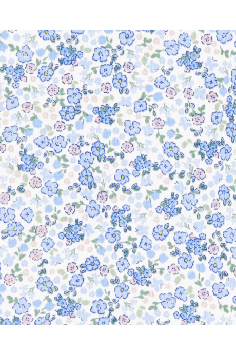 Pijama cuatro piezas de algodón, dos pantalones y dos remeras, diseño floral Sin color