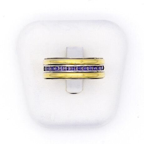 Anillo de plata 925, double en oro 18 ktes y circonias. Anillo de plata 925, double en oro 18 ktes y circonias.