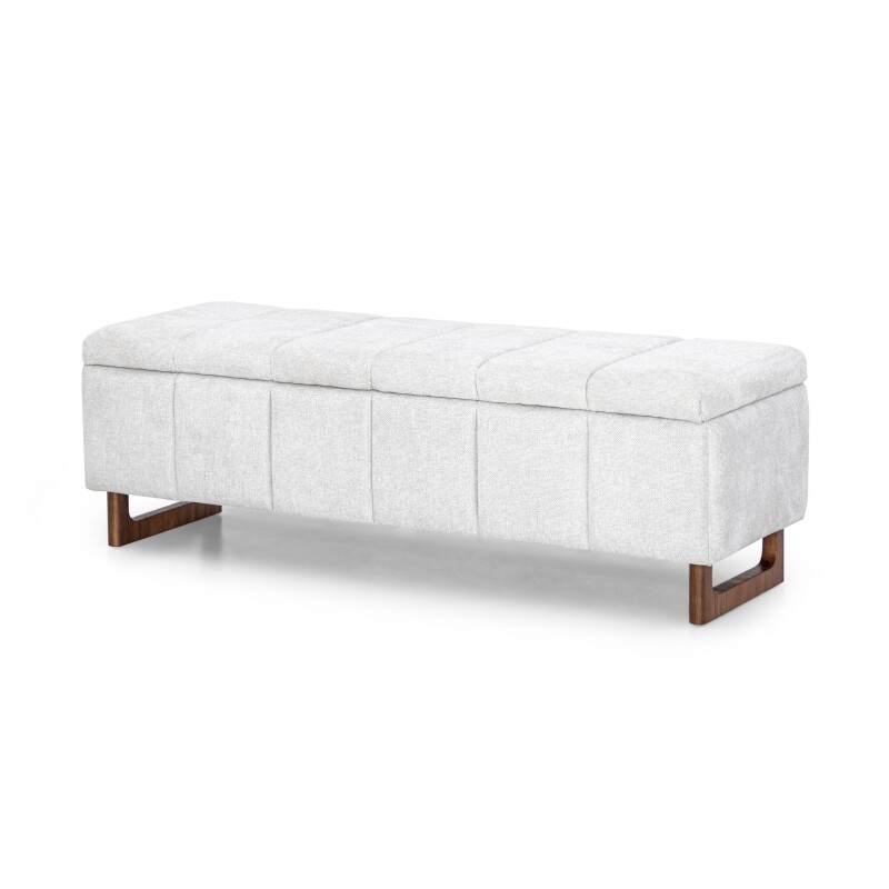 Banco Baul Patas Madera 140 x 50 x 48 Tapizado tela clara Banco Baul Patas Madera 140 x 50 x 48 Tapizado tela clara