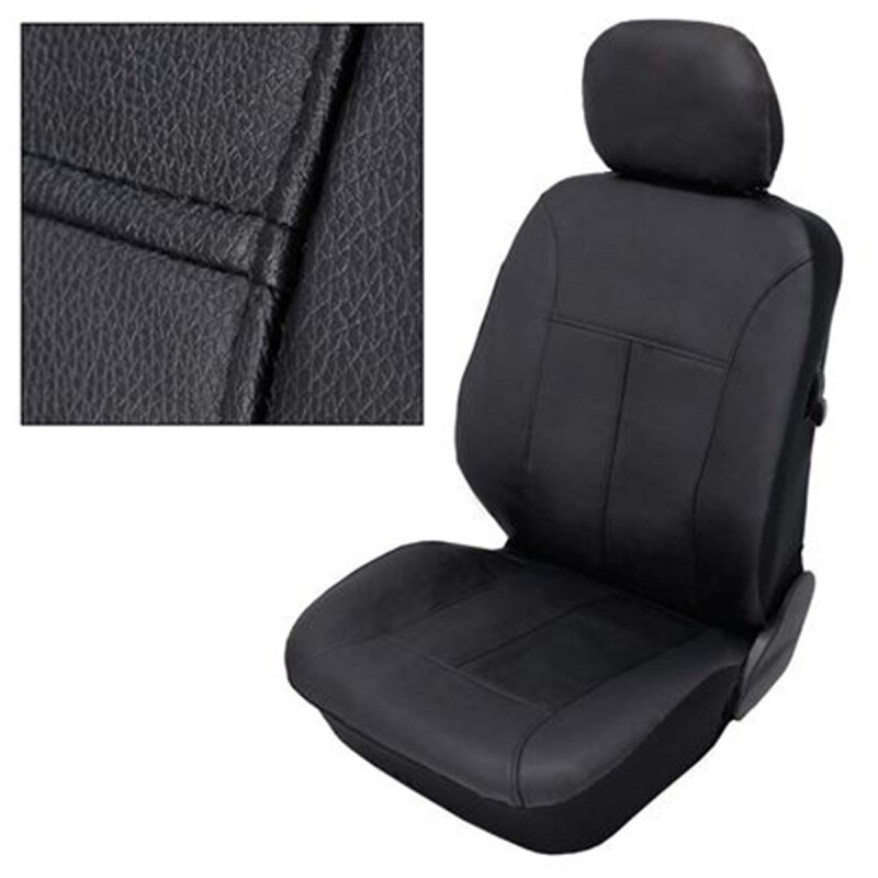 Juego de cubre asiento para autos en cuero ecológico NEGRO