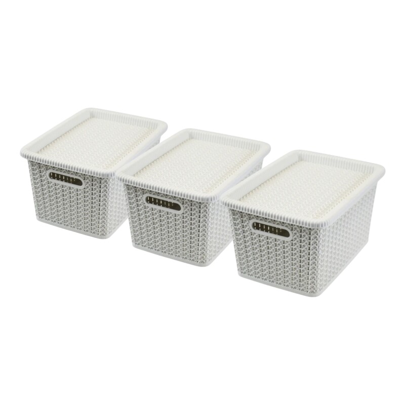 Set x3 caja organizadora simil ratán 5L BLANCO