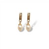 Caravanas Perlas y Zirconias - Oro bajo - Perla de río y zirconia- CA8224 conperla