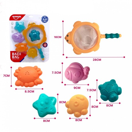 Juego Pesca con Red Animales Marinos Agua Baño Bebé Huanger Multicolor