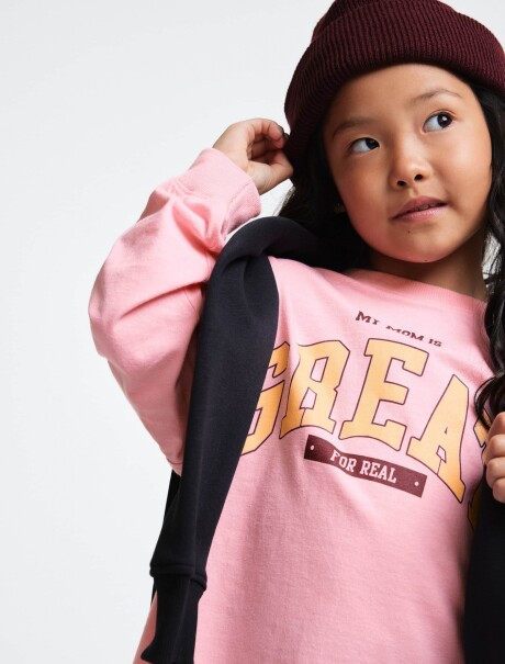 BUZO INFANTIL CON ESTAMPA - GRIS ROSADO