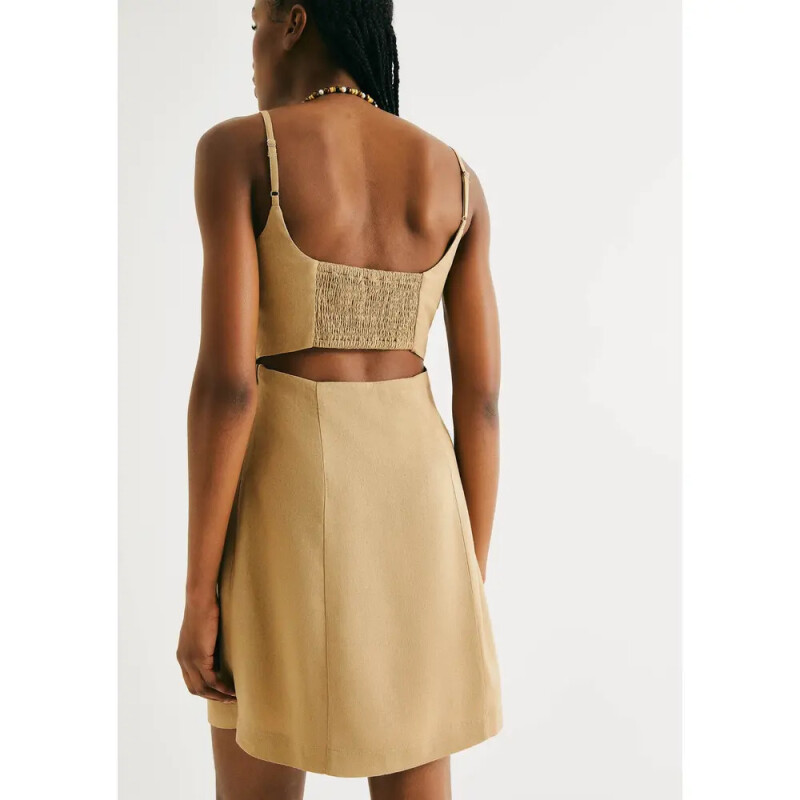 VESTIDO CURTO FEM MARROM CLARO