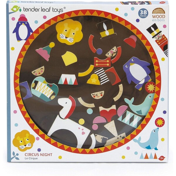 Juguete Tender Leaf Noche Circo Madera Payaso Leon Niños Juguete Tender Leaf Noche Circo Madera Payaso Leon Niños