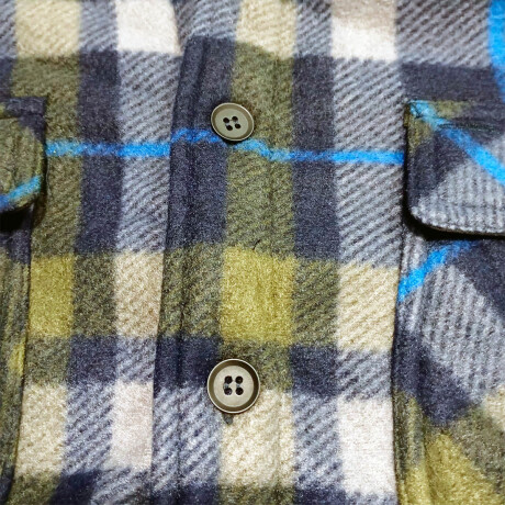 Campera Camisa Leñadora Cangurito Capucha Botones Azul-Gris