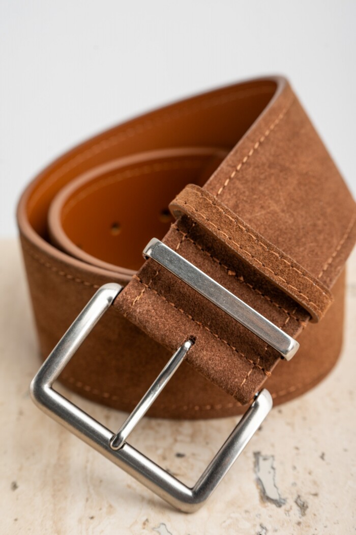 Cinto Gamuza Cuero Marron