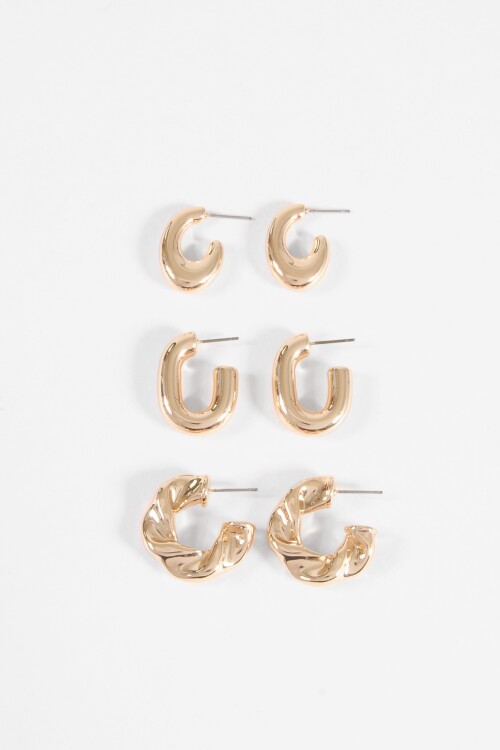 Set 3 aros curvo dorado