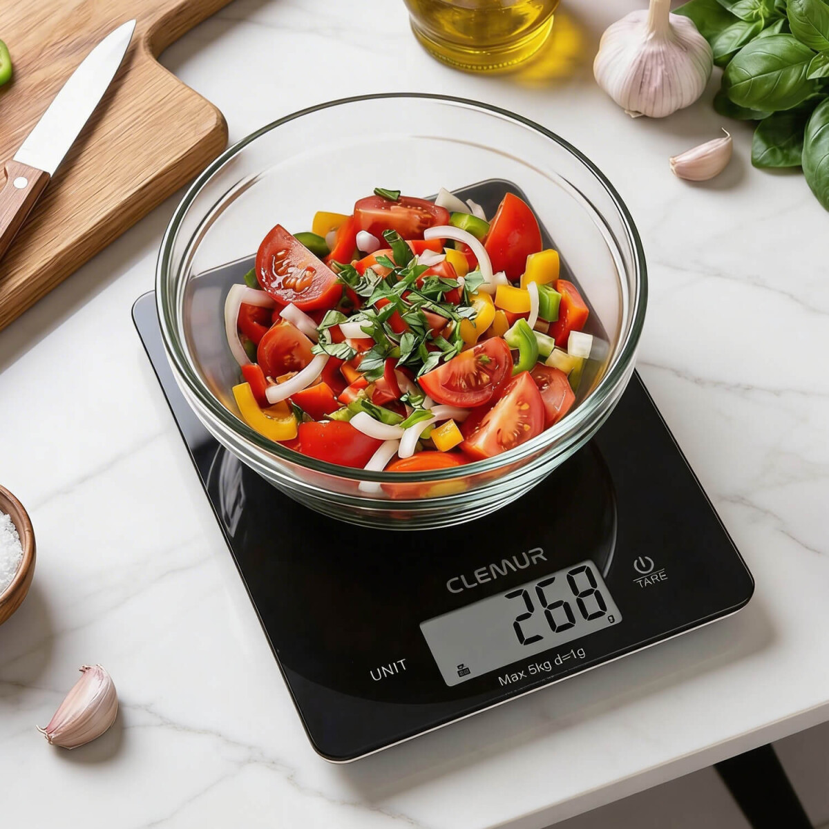 Balanza Digital de Cocina IMBACK con Precisión 1g a 5kg, Acero Inoxidable Color Negro 