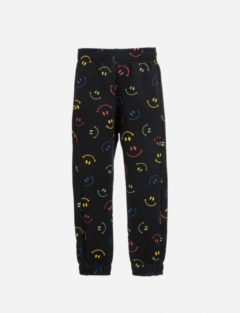 Jogger con puño - Negro estampado 