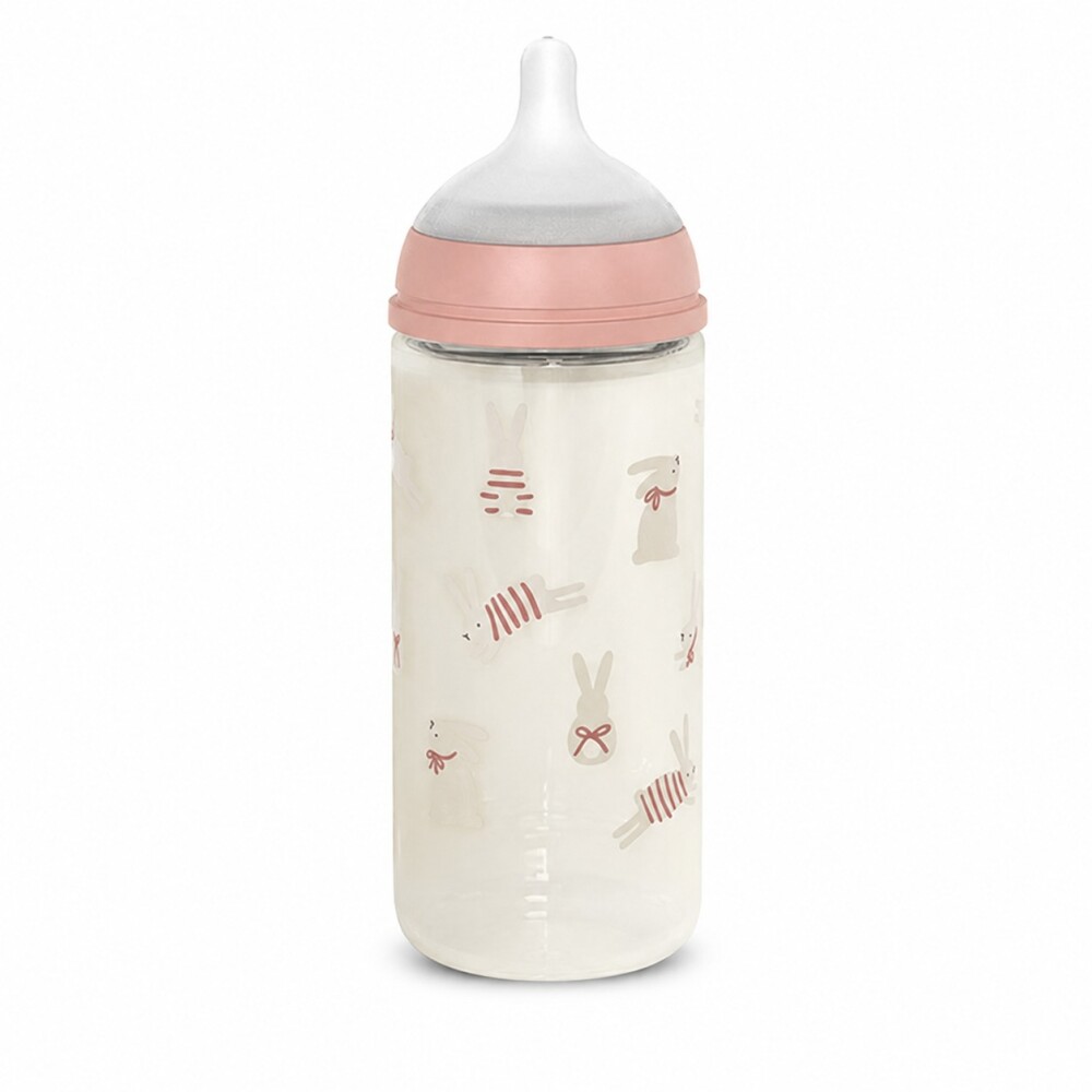 Biberon vidrio Wonder Suavinex 240 ml conejo rosado