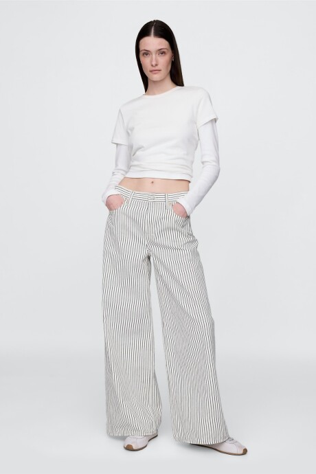 Jean Baggy A Rayas Mujer Indigo Stripe