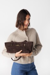 Golden Leather Bag Chocolate Gamuzado