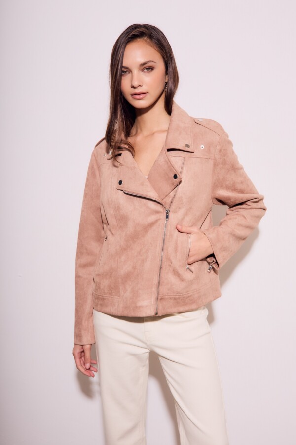 Campera Gamuza Cuero Vegano Mocha