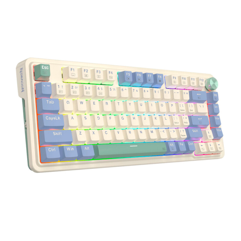 Teclado Gamer Redragon Ucal Pro RGB Cream Purple Green SP Teclado Gamer Redragon Ucal Pro RGB Cream Purple Green SP