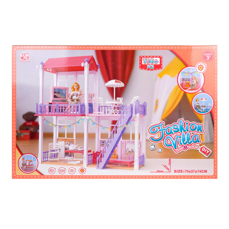 Casa de muñecas dos niveles con muñeca y accesorios Casa de muñecas dos niveles con muñeca y accesorios