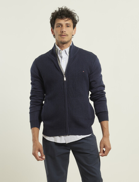 470589 CARDIGAN PUNTO HARRINGTON LABEL Azul Oscuro