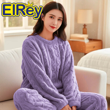 Conjunto Pijama Jogging Peluche Abrigo Buzo Pantalón Violeta