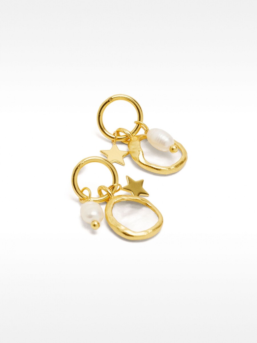 Pendientes Con Perlas - Plata De Ley 925 dorado