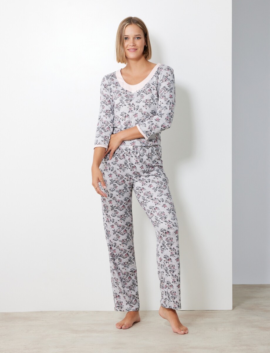 Set Pijama Remera & Pantalon - Multi/gris 