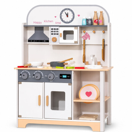 Cocina De Madera Infantil Con Accesorios Didáctica Crema