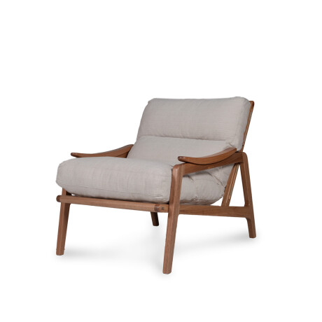 Butaca con Puff Brazia - Tela Rústica 218-G2 (Cruda)