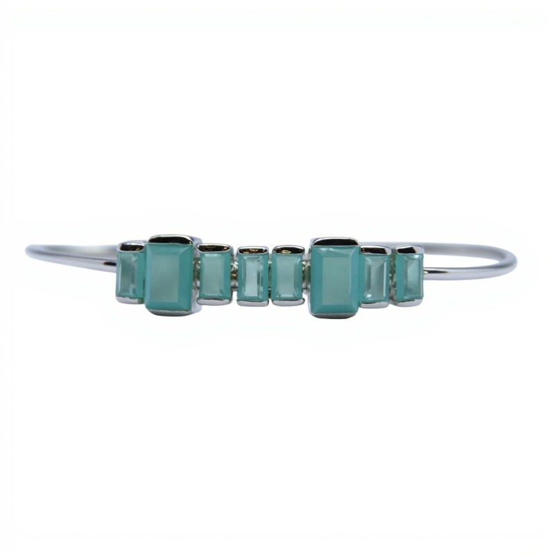 Brazalete Surat-Plata rodinada 925- Piedra Onix Paraiba-BR2016 conpiedra