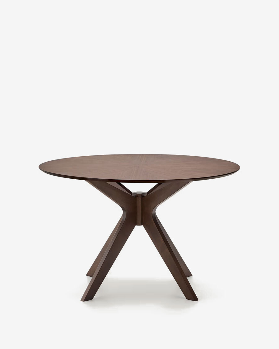 Mesa redonda Naanim de chapa de nogal Ø 120 cm.