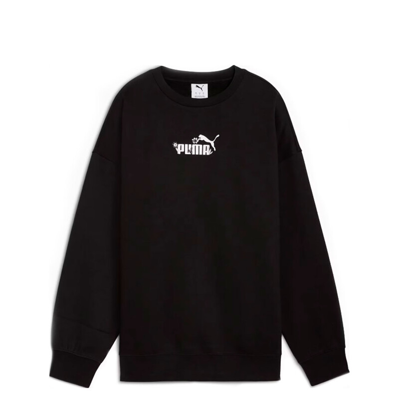 Buzo de Mujer Puma Overs Crew Fl Negro - Blanco