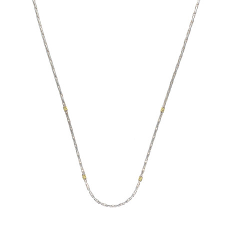 Gargantilla de plata 925 y double en oro 18 ktes, 50 cm. Gargantilla de plata 925 y double en oro 18 ktes, 50 cm.