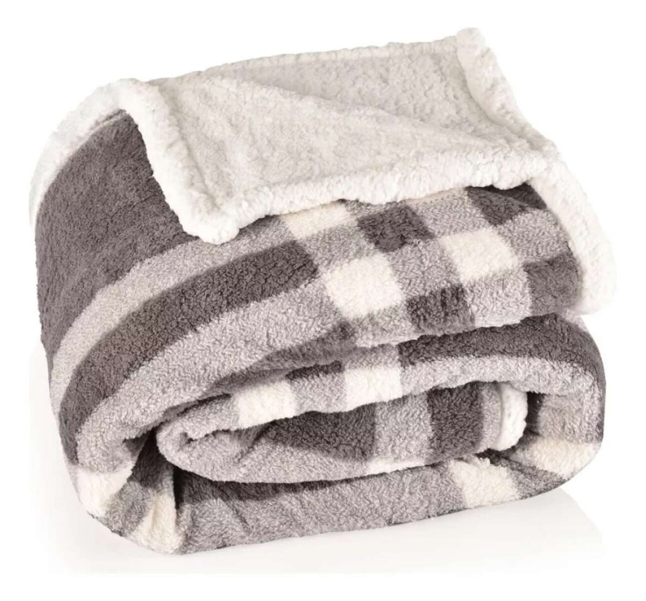 Frazada Reversible Polar Sherpa Cuadrille 150x200 - Gris 