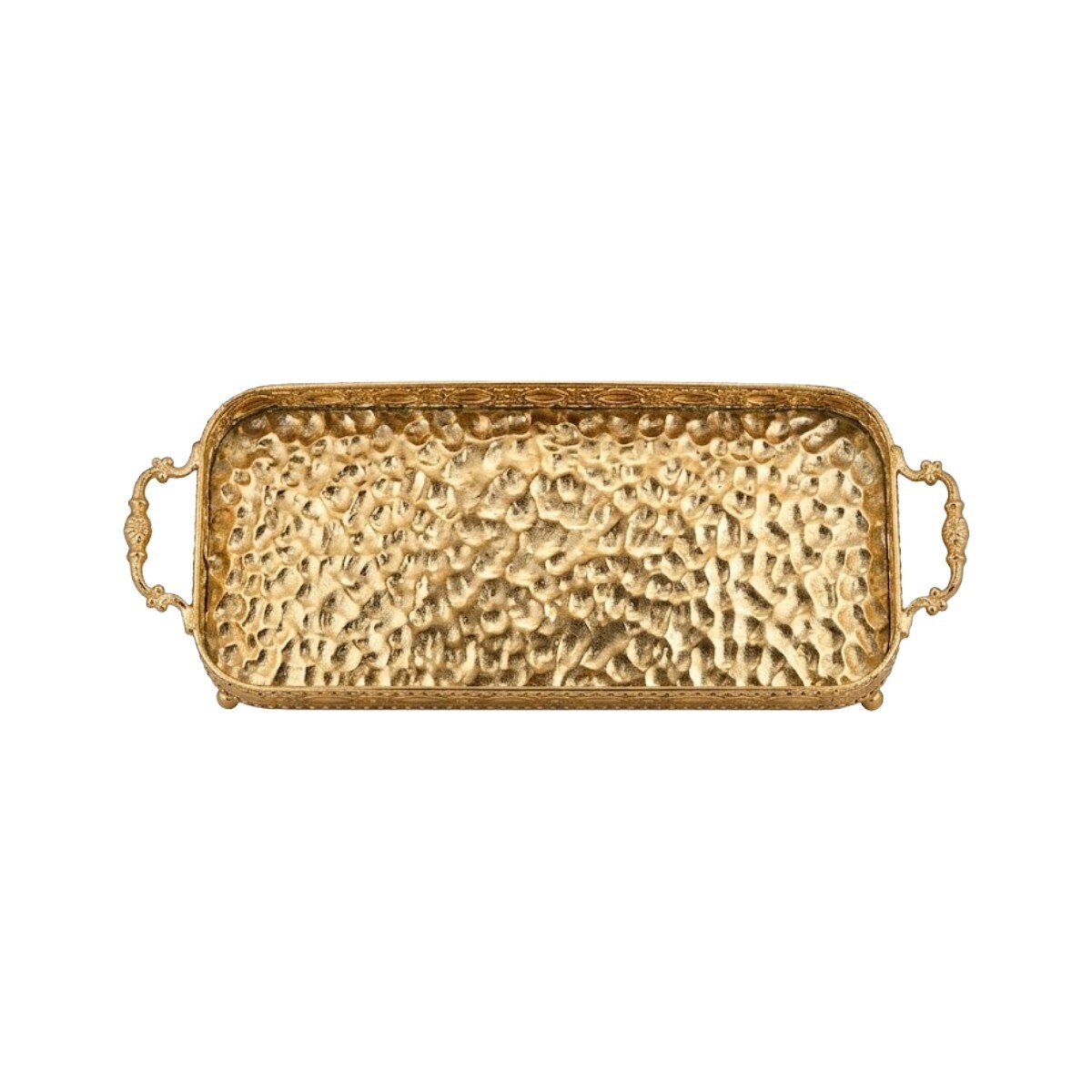 BANDEJA RECT METAL DORADO MED 