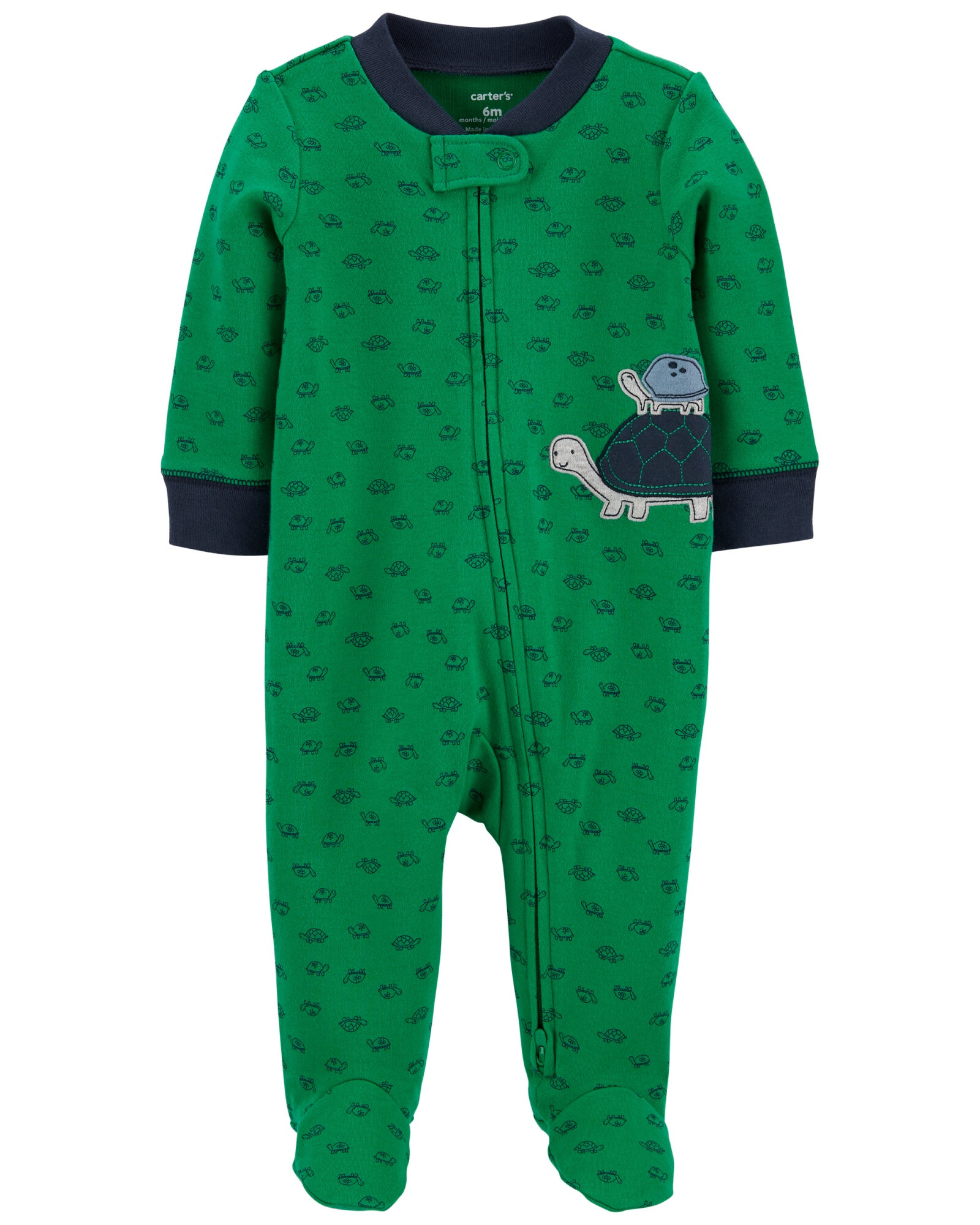Pijama de algodón tortugas para jugar y dormir con cierre de doble sentido 0