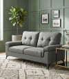 Sillon 3 Cuerpos Tela y Madera Natural Living Lamona Gris Oscuro