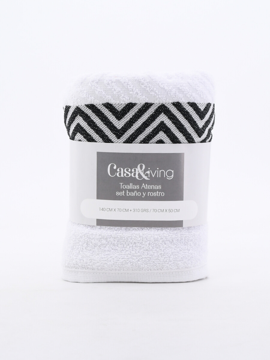 TOALLAS SET ATENAS BAÑO Y ROSTRO - BLANCO 