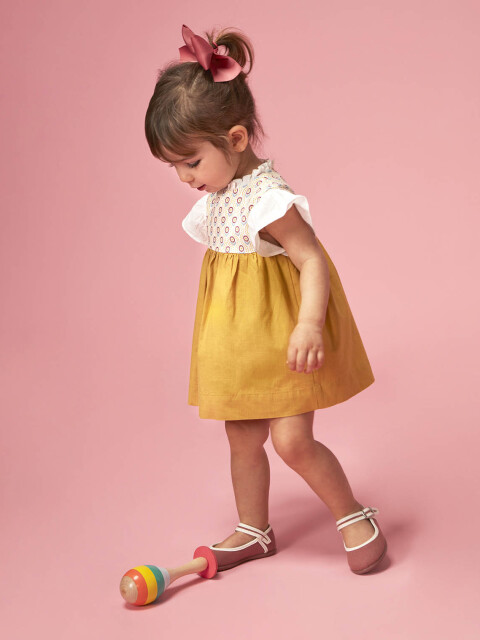 Vestido Canesu Estampado Amarillo