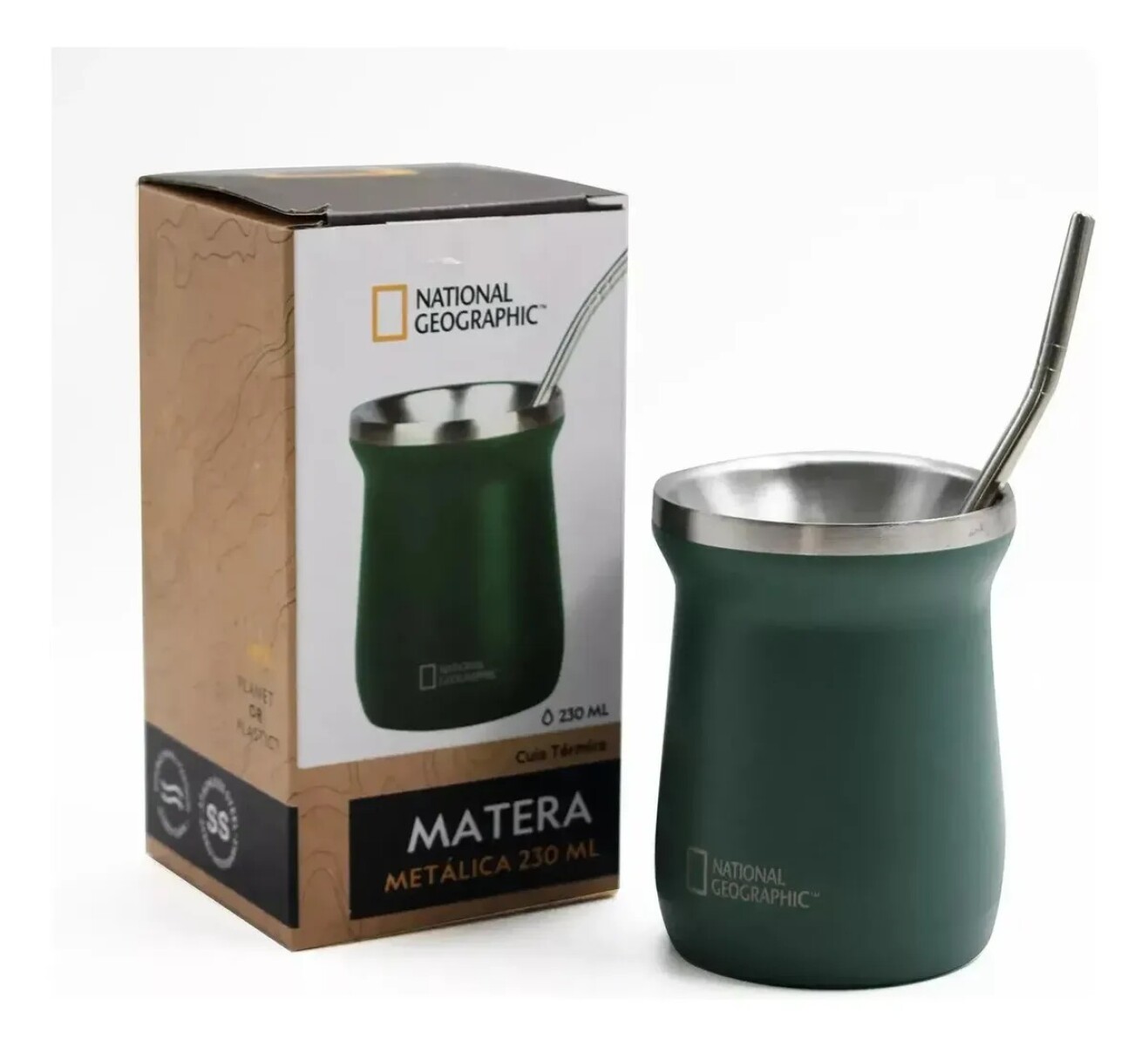 Mate Acero Inoxidable 230ml Con Bombilla Térmico Matera - verde 