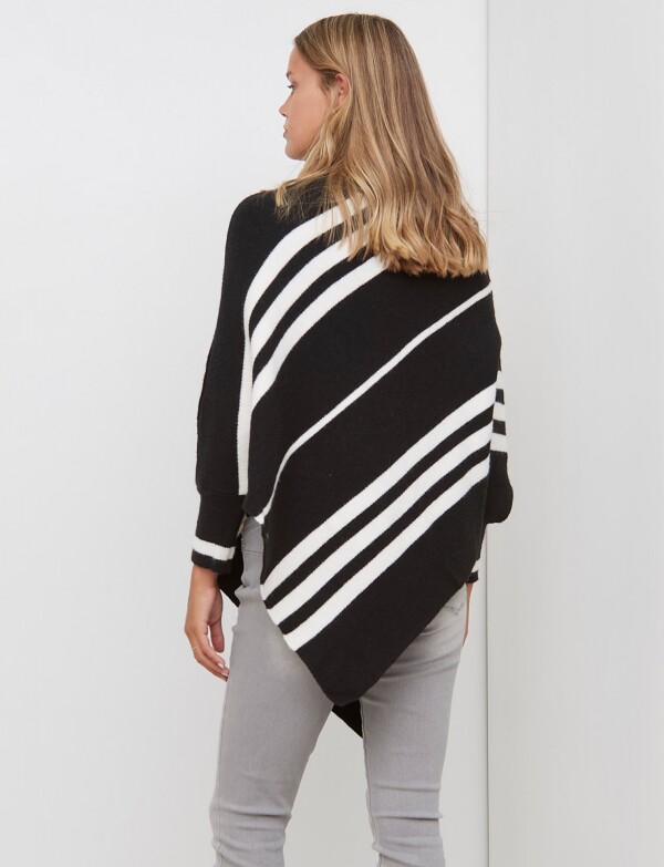 Poncho Lineas NEGRO/BLANCO